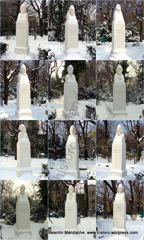 Statues in Writers' Circle, Cismigiu Park, Bucharest