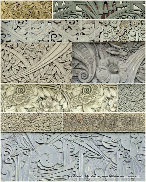 Art Deco floral panels, Bucharest