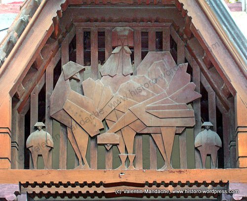 Art Deco style woodwork panel, 1930s Bucharest