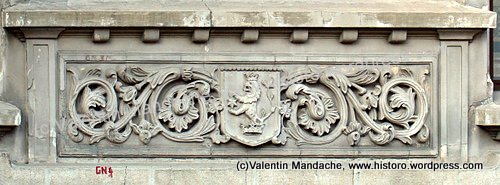 Oltenia coat of arms within Neo-Romanian decorative panel, Bucharest