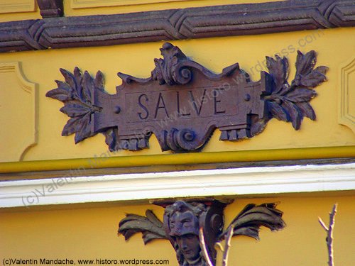 Doorway greeting from La Belle Époque, Bucharest